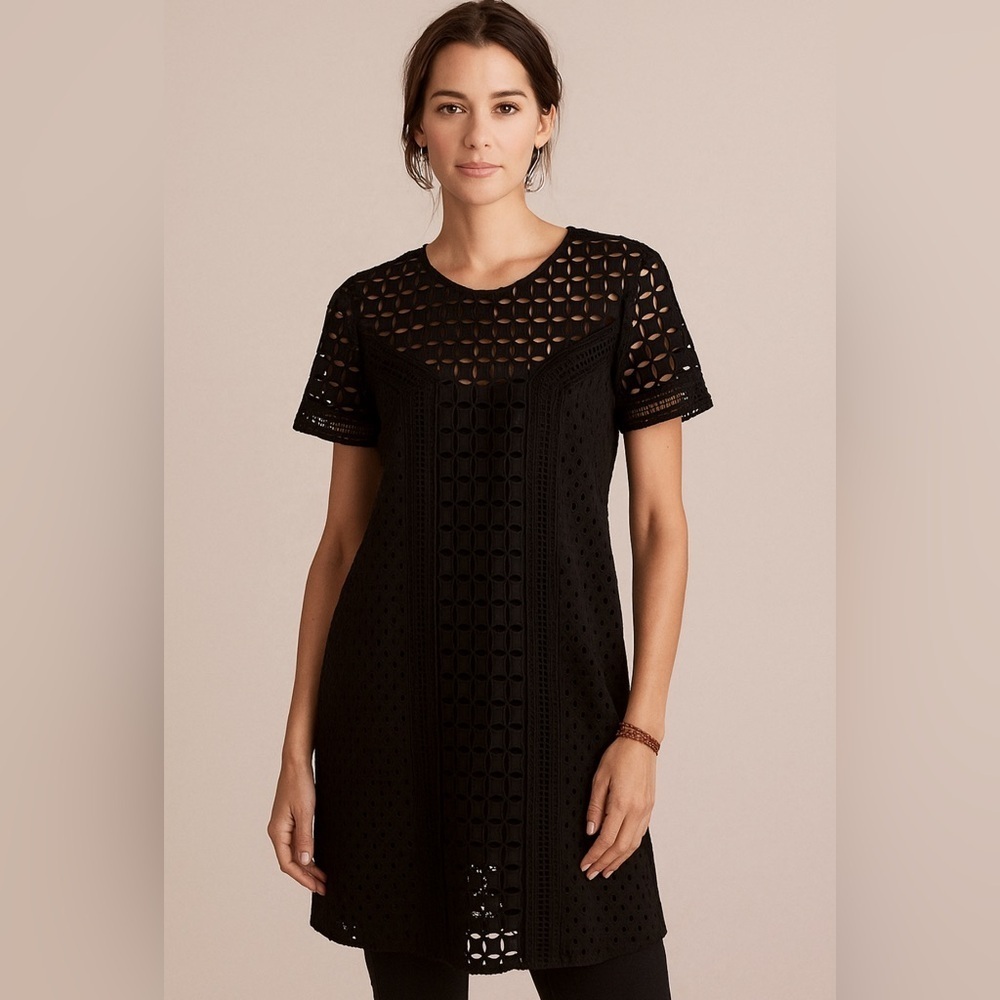 Sundance Catalog Eyelet Essence Black dress